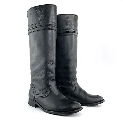 Frye Women Melissa Trapunto Leather Black Tall Riding Boots 76442 SZ 5.5 B • $59.99