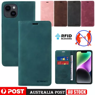 For IPhone 14 11 13 12 Pro XS Max XR 7 8 6 Plus Case Wallet PU RFID Flip Cover • $13.59