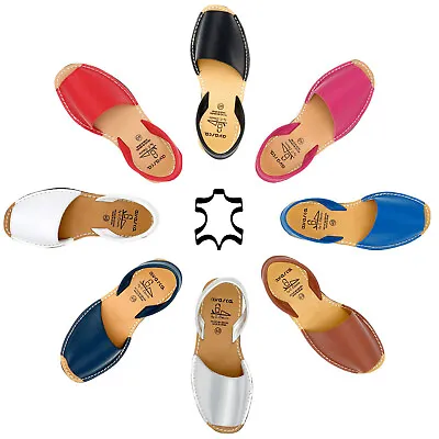 Avarca Women's Flat Sandals Leather Summer Shoes Spanish Abarca Menorquina • $49.99