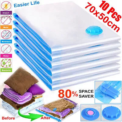 10 X Pack Vacuum Bags VAC Space Saving Saver Vacum Vaccum Strong Storage Bag UK • £8.65