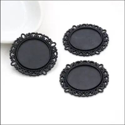 £5.50 • Buy 5x Black Round Cabochon Pendant  Cameo SETTING   Fits 20mm