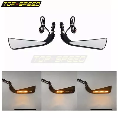 Motorcycle Rearview Mirrors With LED Turn Signal Light For Harley Touring V-Rod • $47.59