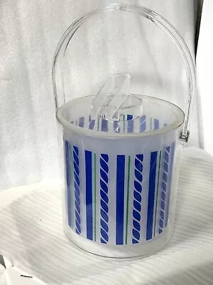 Vintage Acrylic Lucite Ice Bucket With Removable Insert Lid Tongs See Pictures • $14.99