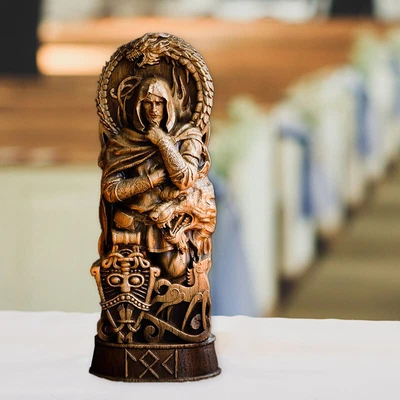 Freyja Statue Norse God Carving Altar Heathen Asatru Viking God GoddesSculpture • £11.64