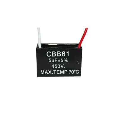 450v 5Uf CBB61 Ceiling Fan Motor Running Capacitor 2 Wire 50/60 Hz • $7.49