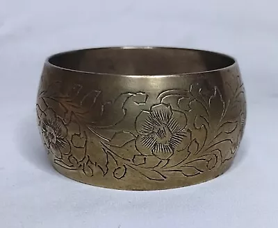 Vintage Brass Indian Bangle Bracelet 2  Wide • $17.50