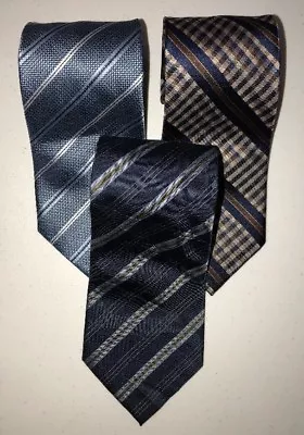 Lot Of 3 Mens Neck Ties Multi Color Tie Bar - Stafford - Van Heusen NEW LBB76 • $17.27