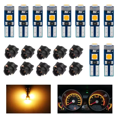 10X T5 74 3SMD-3030 LED Bulbs For Instrument Gauge Cluster Dash Light W/ Sockets • $6.06