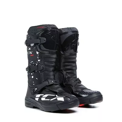 Motorcycle Boots TCX COMP KID BLACK/BLACK/WHITE • $214.50