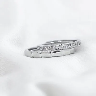 Silver Couple Adjustable Promise Eternity Matching Ring Set • $21.70