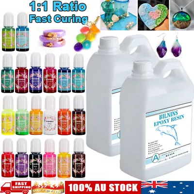 1:1 Epoxy Resin 20 Color Pigment Dye Casting Liquid Ultra Clear Craft DIY Kit • $59.99