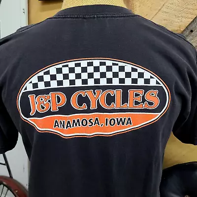 Vintage J&P Cycles Biker T-Shirt - Anamosa Iowa - Black - Men's Med • $39.95