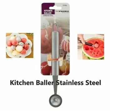 Large Stainless Steel Kitchen Melon Baller Fruit Scoop Ice Cream Ball Dessert • £2.95