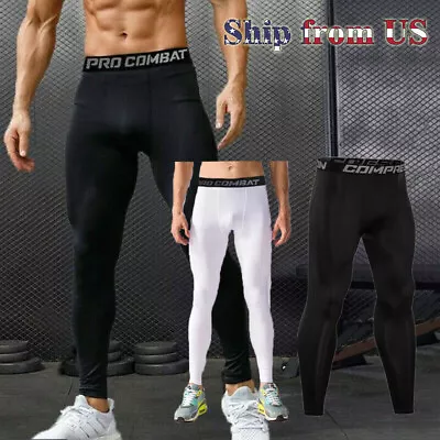 Man's Compression Base Thermal Layer Workout Leggings Gym Sports Training Pants • $18.99