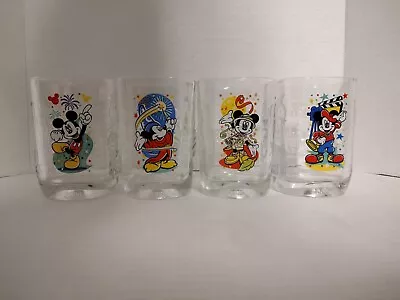 Walt Disney World Mickey Mouse Glass Cups McDonald's 2000 Complete SET OF 4 • $49.99