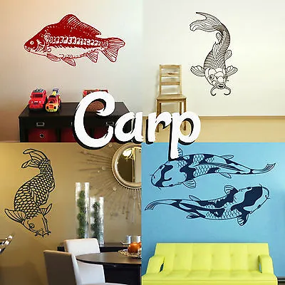 £10.99 • Buy Carp Wall Sticker Transfer Fish Graphic Koi Decal Decor Stencil Pond Boys Room