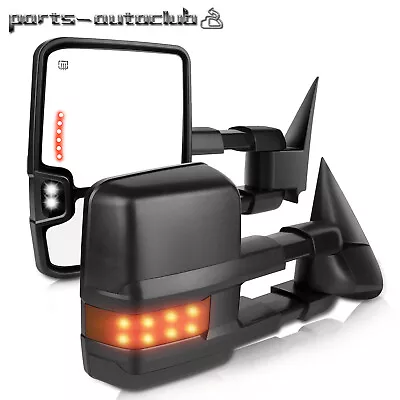 Power Heated LED Signal Side View Towing Mirrors Pair For 03-06 Silverado Sierra • $111.14