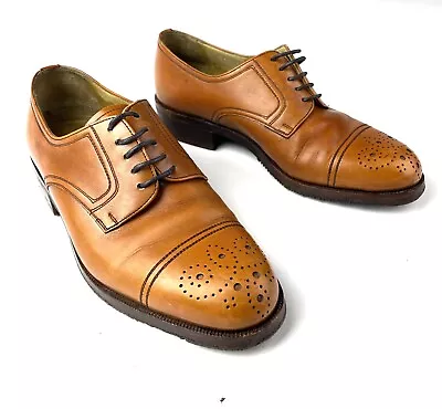 Moreschi Men's Oxford Shoes US 5 Brown Brogue Made In Italy Leather • $14.99