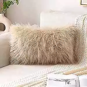  Faux Fur Pillow Covers Luxury Fluffy Mongolian Series Brown 12 Inchx20 Inch • $28.33