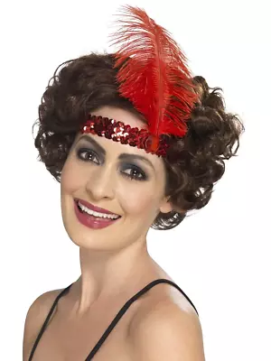 1920s Cosplay Fancy Dress Gatsby Charleston 20s Flapper Headband W/ Feather Red • £4.99