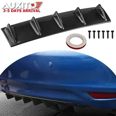 Universal Carbon Black Rear Bumper Lip Diffuser Shark Fin Car Back Splitter 7 • $15.99