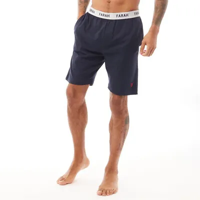 Mens Farah Lounge Shorts Pants Pyjama Bottoms - Navy Blue • £15.99