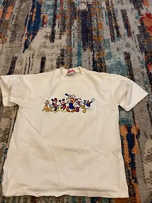 Vintage Unisex Disney Mickey Inc. White Mickey And Friends Embroidered Shirt S/M • $32