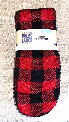 New! Men's Red/Black MUK LUKS  SLIPPER SOCKS   Sz L/XL  11-13  NWT • $16.99