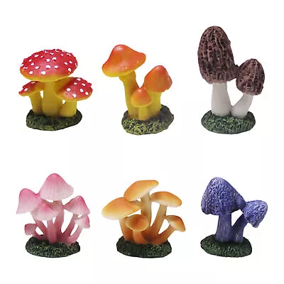 6pcs Mini Mushroom Resin Crafts Fairy Garden Ornament Terrarium Figurine • $17.93