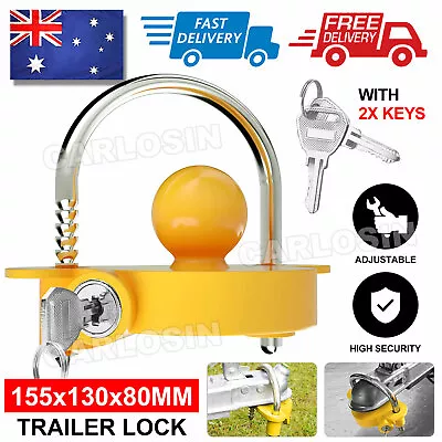 $21.95 • Buy Trailer Parts Coupling Lock Universal Hitch Tow Ball 2 Keys Caravan Antitheft AU