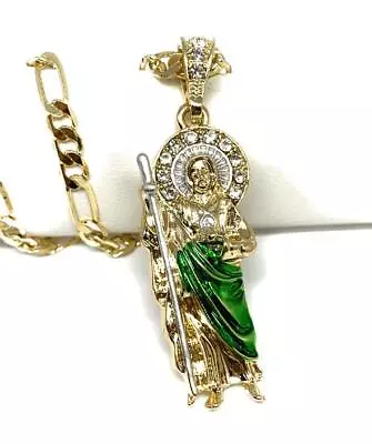 San Judas Tadeo Medalla Gold P Saint Jude Pendant Necklace 26  Cadena Oro Lamina • $22.99