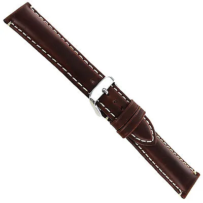 18mm Hadley Roma Brown Contrast Stitched Genuine Oil Tan Leather Mens Band 885 • $29.95