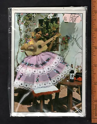 £3.99 • Buy Retro Spanish Postcard 1970's Holidays Flamenco Dancer Real Fabric Dress Glitter