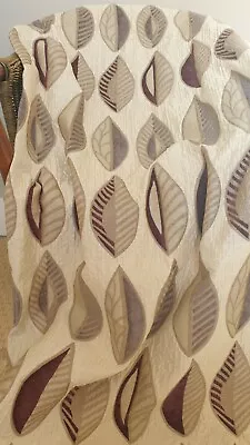 £20 • Buy Leaf Chenille Textured Curtains Plum Lilac Taupe Nature Montgomery 64  X 89 