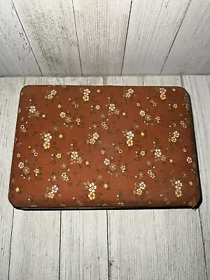 *VINTAGE* Orange Floral Felt Jewelry Box Storage Travel Case • $25