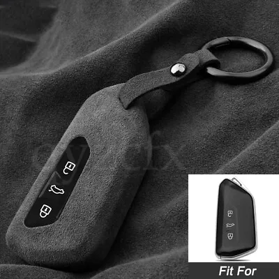 $76.89 • Buy Suede Leather Car Key Fob Cover Case Skin Bag For VW Golf GTI MK8 ID.4 2020 2021