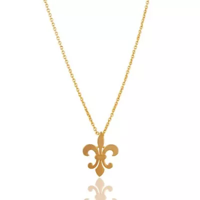 Men's  FLEUR De LIS CROWN  Necklace Gold Plated Elegant Charm Pendant For Gift • $21.99