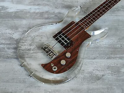 1990 Greco APB-1000 (Dan Armstrong/Ampeg) Lucite Double Cutaway Bass (Clear) • $1945