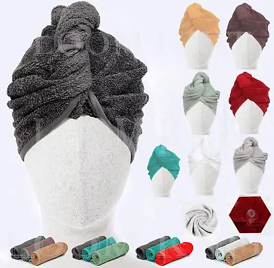 Hair Towel Drying Wrap Turban Cap 100% Cotton After Shower Quick Dry Hair Hat UK • £5.29