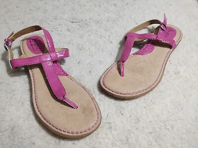 Born Boc T Strap Sandals Slingback Shiny Pink Size 9 M/W Flats - Cute!! C73812 • $17.50