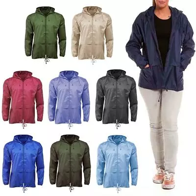 Unisex Lightweight Showerproof Jacket Mac Plain Kagool For Men & Women Cagoule • £7.95