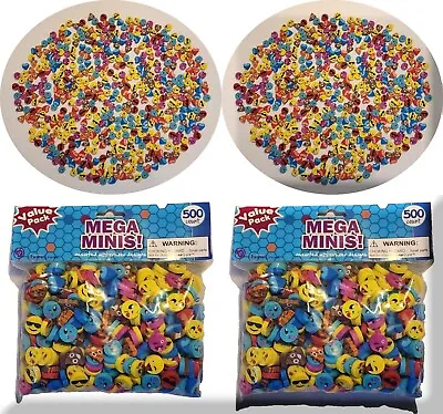 😎🤪HUGE 1000 Pieces Mega MINI FUN Emoji Erasers (+- 2 1/2 Pounds)NEW SEALED🤪😎 • $5.95