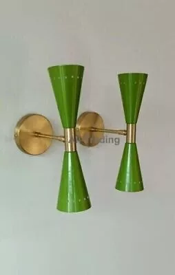 1950's Mid Century Brass Monolith Wall Sconces Lamps Lighting Sconce Set Of One • $276.99