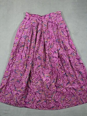 SK Company Vintage Skirt Womens 6 Purple Feather Midi Pleated Pockets Casual • $15.99