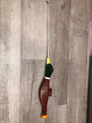 Carved Wooden Duck Ice Fishing  Jigging Stick Jig Pole NICE! • $69