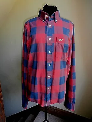 £9.99 • Buy Hollister Mens Blue And Red Check Shirt Size L