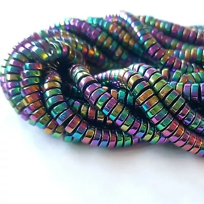 Hematite Disc Beads For Jewellery Making X30 Spacer Rainbow 6x2mm Multicolour • £2.99