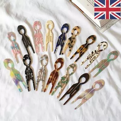 2pcs Vintage Women's U Shape Acetate Hairpins Hair Sticks Hair Fork Hair Clip • £5.81