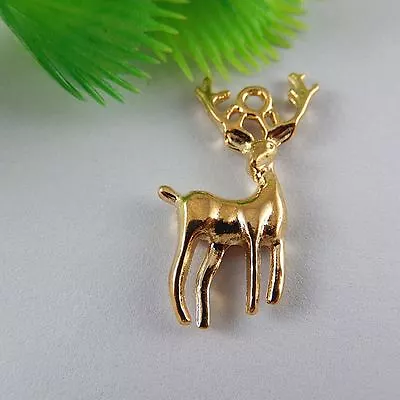 20PCS Golden Elk Charm Deer Alloy Pendant Animal Christmas Jewelry Craft 27*14mm • $6.64