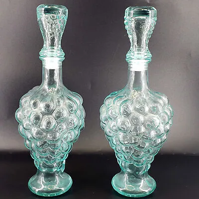 Pair Of Mod Dep Vintage Italy 500ml Liquor Decanter Glass Bottle Grape • $48.40